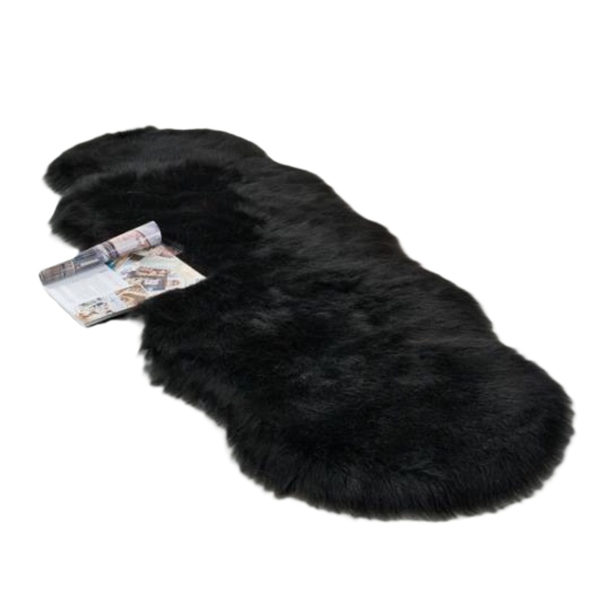 ANGELES DEL HOGAR - Alfombra Piel de Oveja 180x60cm Negro