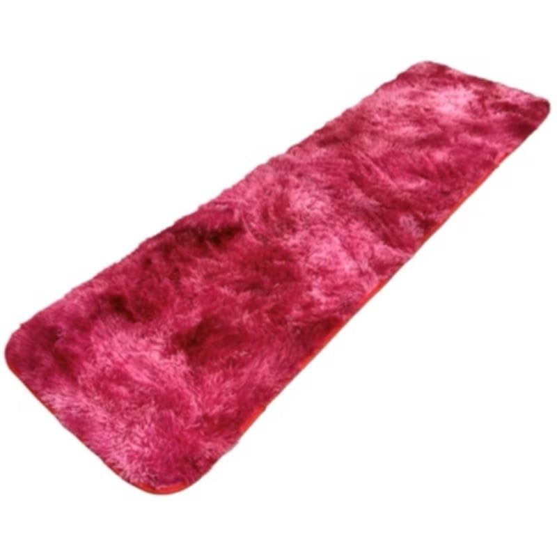 ANGELES DEL HOGAR - Alfombra Peluda Pasillera 200x55cm Burdeo Jaspeado