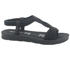 CHALADA - Sandalia Mujer Negro Plano Quina-2