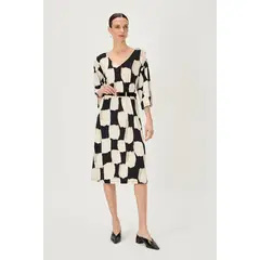 MA GRIFFE - Vestido Tunica Estampado Negro Magriffe