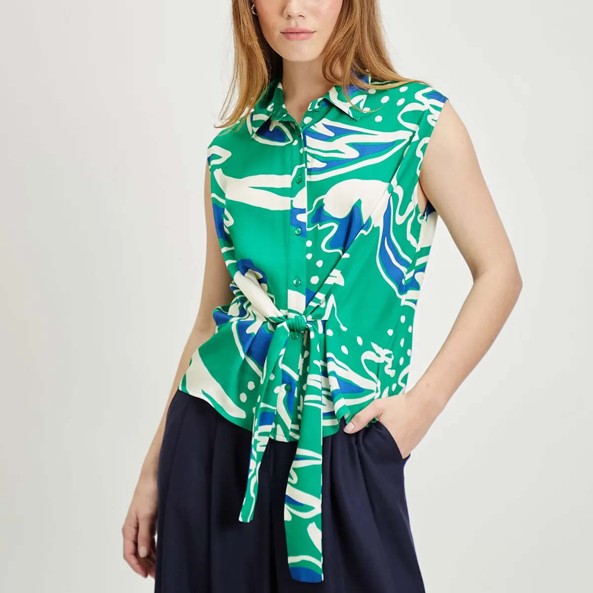 IO - Blusa Sin Mangas Verde Musgo Mujer Io