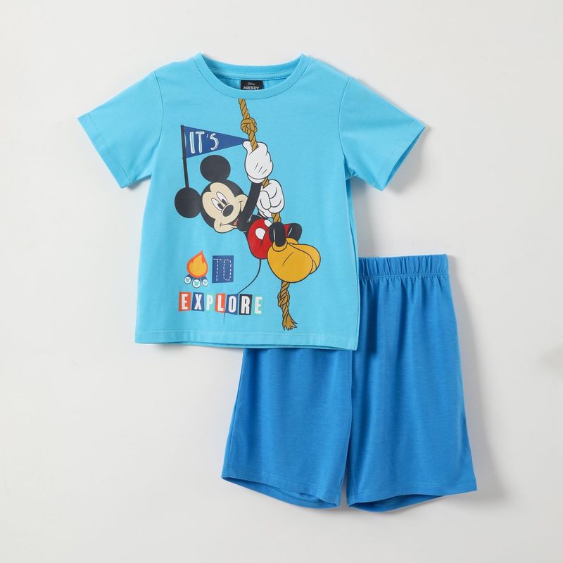 DISNEY - Pijama Corto Niño Mickey Celeste Disney