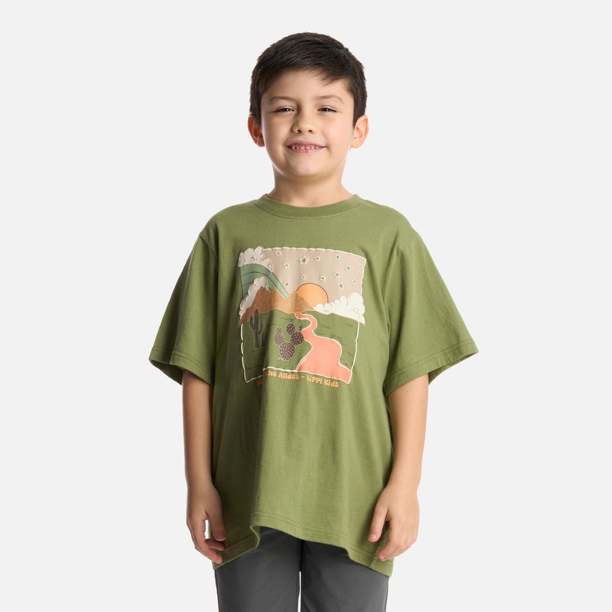 LIPPI - Polera Niño Desert Oversize T-Shirt Verde Lippi