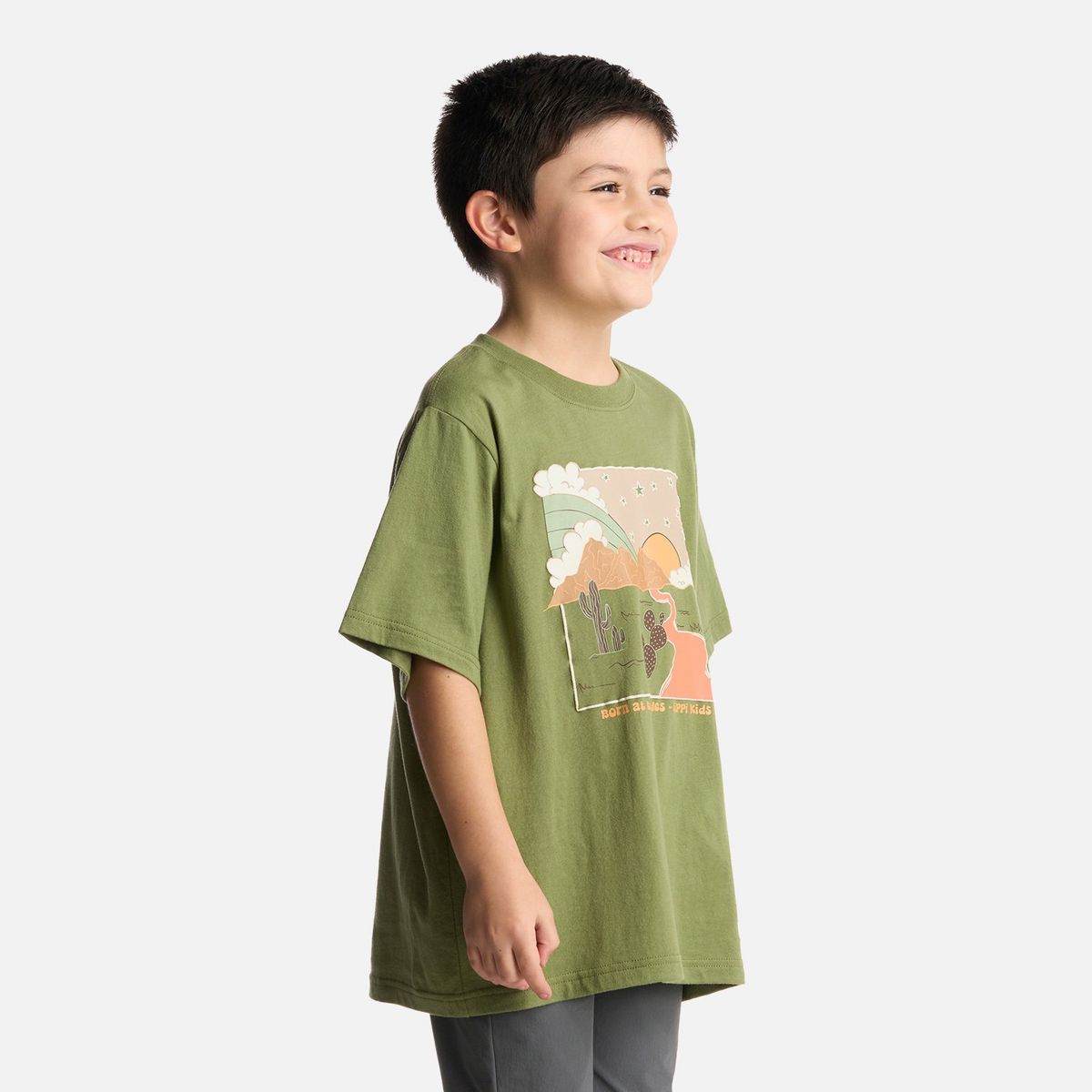 LIPPI - Polera Niño Desert Oversize T-Shirt Verde Lippi