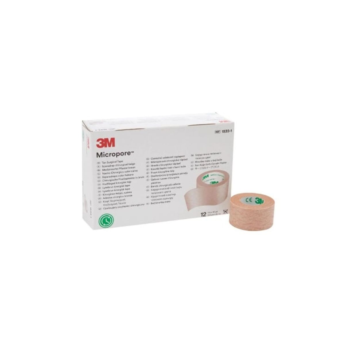 3M - Micropore 3M Sin Dispensador 25 Cm X 91 M Piel 1533-1 x 12 unidades
