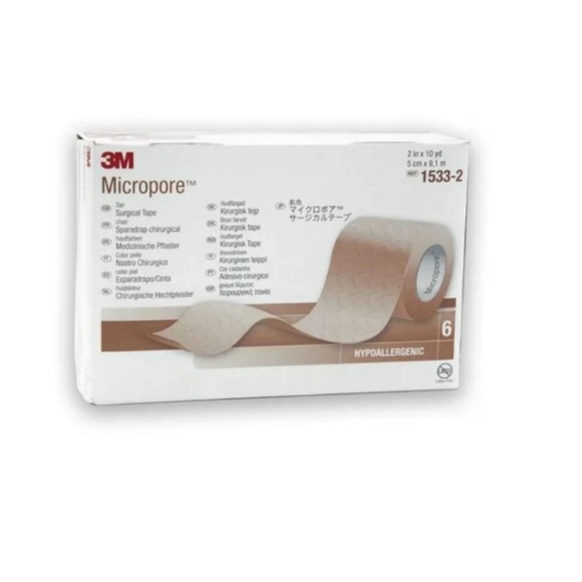 3M - Micropore 3M Sin Dispensador 5 Cm X 91 M Piel 1533-2 x 6 unidades