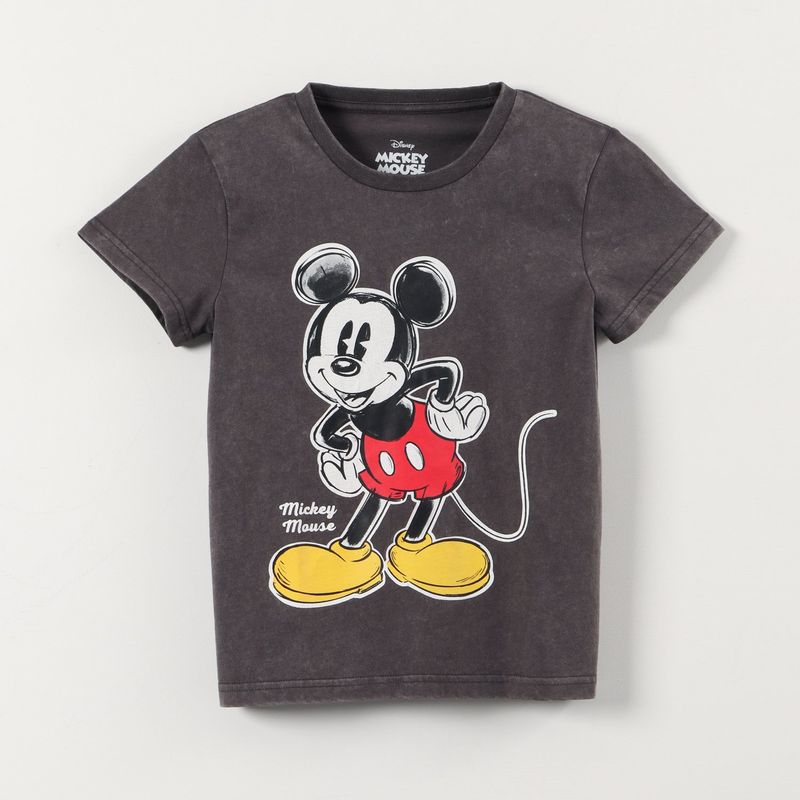 DISNEY - Polera Manga Corta Mujer Mickey Gris Disney