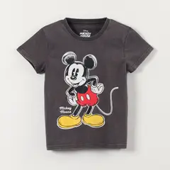 DISNEY - Polera Manga Corta Hombre Mickey Gris