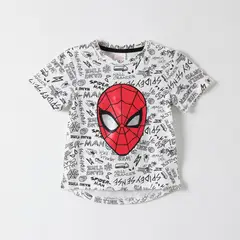 MARVEL - Polera Manga Corta Niño Folia Spiderman Gris