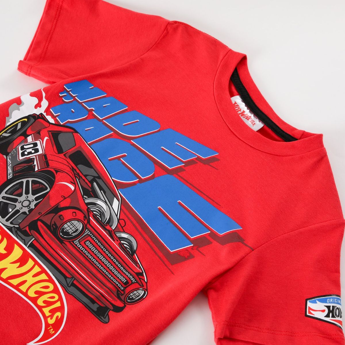 HOT WHEELS - Polera Manga Corta Niño Auto Rojo Hot Wheels