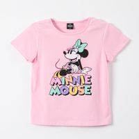 Polera Manga Corta Niña Minnie Rosado