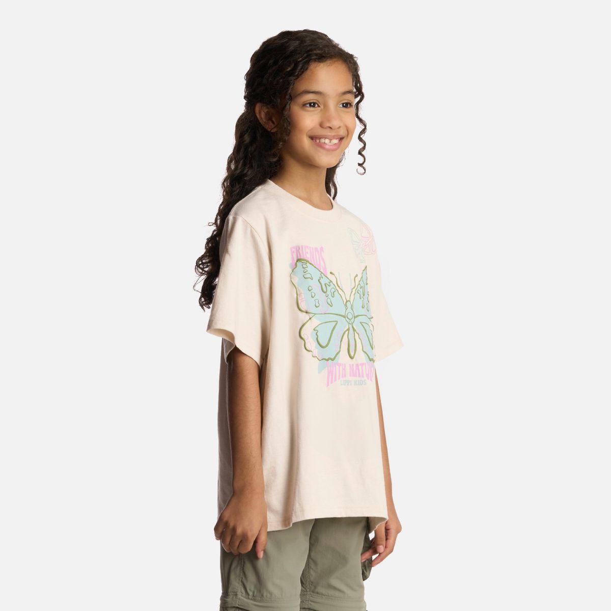 LIPPI - Polera Niña Butterfly Oversize T-Shirt Marfil Lippi