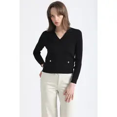 LIOLA - Tejido Punto Trenzado Con Cuello, Negro