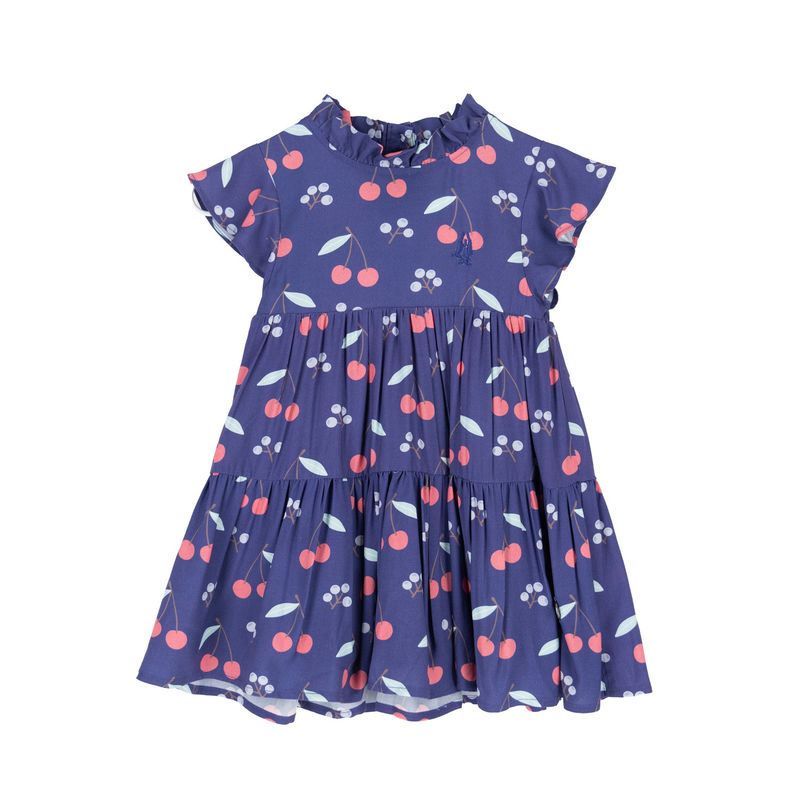 HUSH PUPPIES - Vestido Niña Cereza Azul HUSH PUPPIES.-