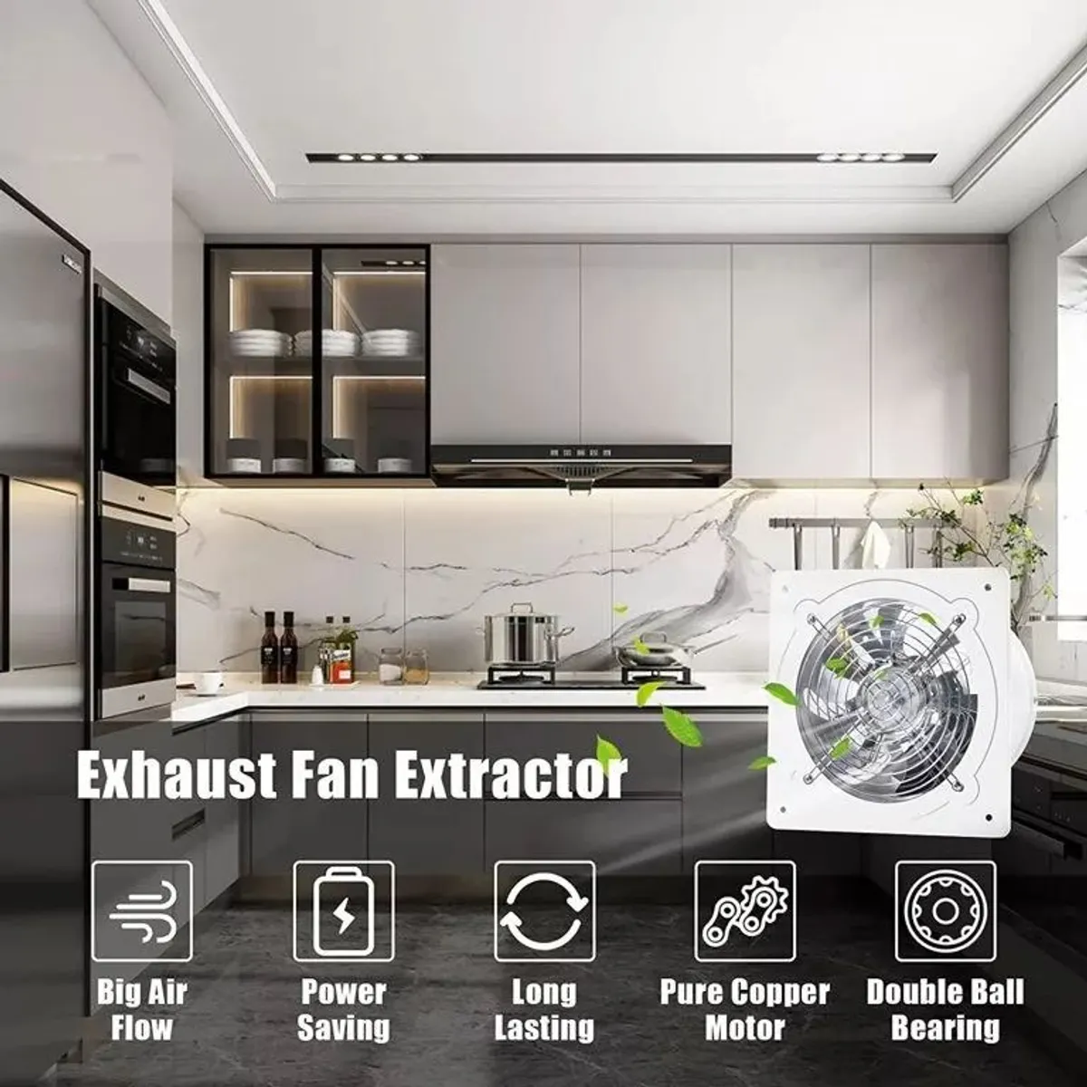 KUANGYE - Extractor De Aire Metálico Industrial 10 Pulgadas 25cm 100w