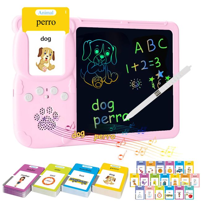 LUKOVEE - Tablero Didáctico Con 255 Tarjetas Español-inglés Para Niños