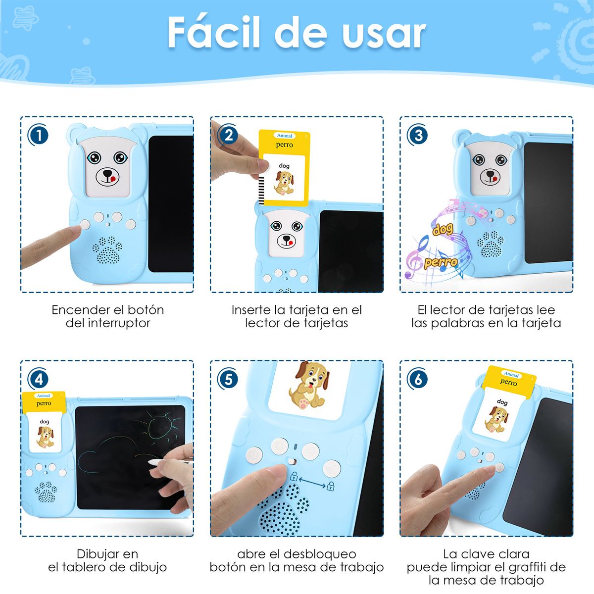 LUKOVEE - Tablero Didáctico Con 255 Tarjetas Español-inglés Para Niños