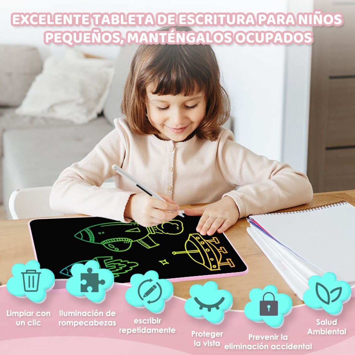 LUKOVEE - Pizarra Mágica Tablet Dibujo Lcd 16 Recargable Juguete Niños