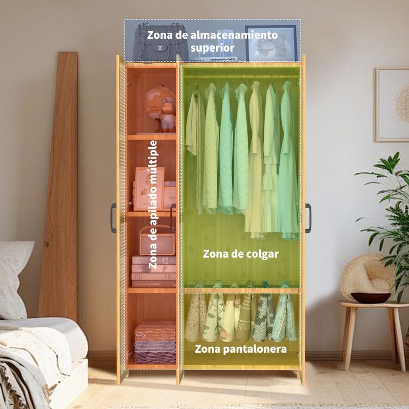 AIZO - Closet Armario moderno Aizo 3 Puerta con pantalonero Color Madera