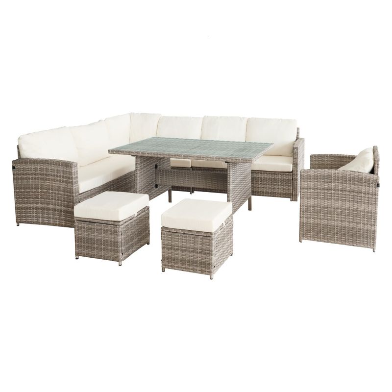 ELEMENT DESIGN - Juego de Comedor de Terraza Riviera 9 Personas - Beige/Gris