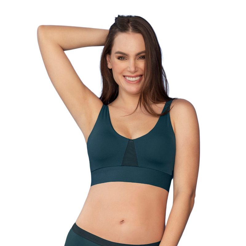 LEONISA - Sostén tipo top de copas extraíbles totalmente cómodo y liviano Flexi Brastop 091048 Verde Oscuro