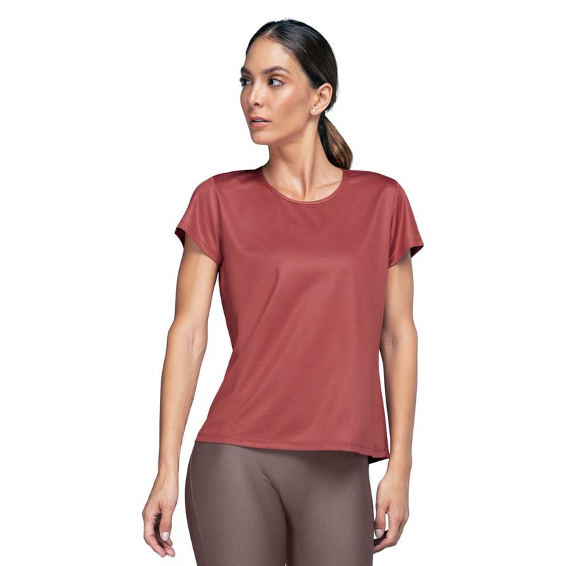 LEONISA - Camiseta deportiva de secado rápido y silueta semiajustada 195324 Rosado Medio