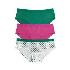 LEONISA - Pack x 3 calzones estilo pantaleta en algodón 62310X3 Bolas Verdes / Verde / Fucsia