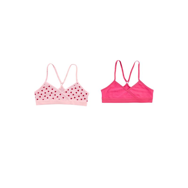 LEONISA - Pack x 2 top principiante para niña espalda deportiva 65290X2 Fucsia / Estampado Corazones