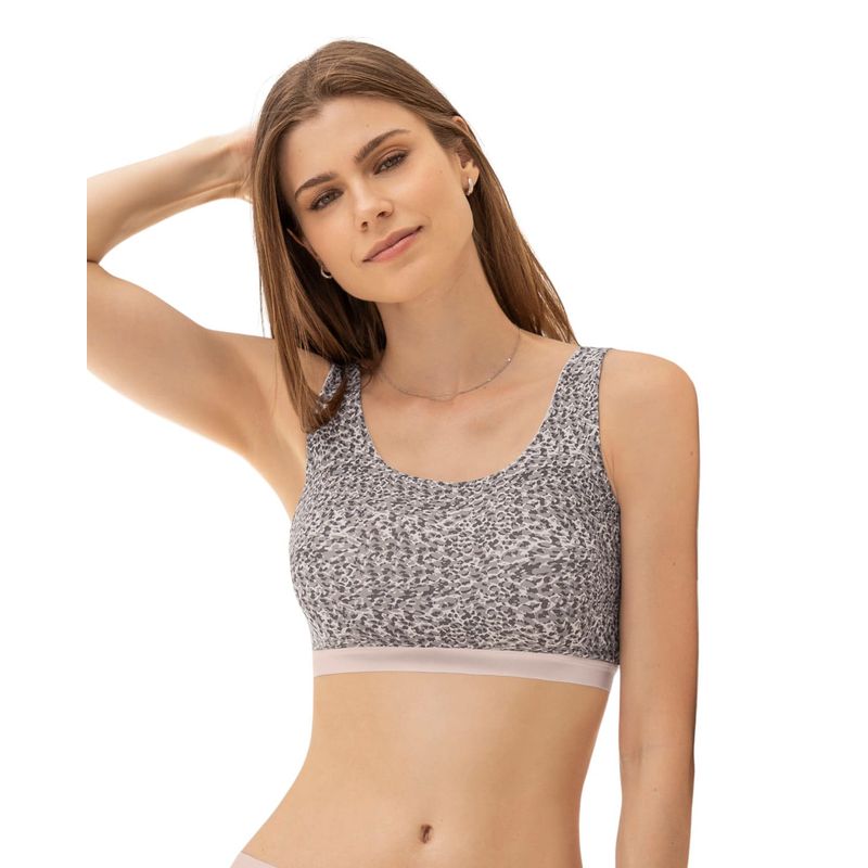 LEONISA - Top talla única ultracómodo con bolsillo interno para guardarlo Pocket Bra 091036 Estampado