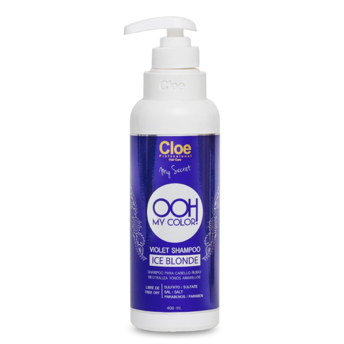 CLOE - Shampoo profesional ICE BLONDE CLOE violeta para cabellos rubios