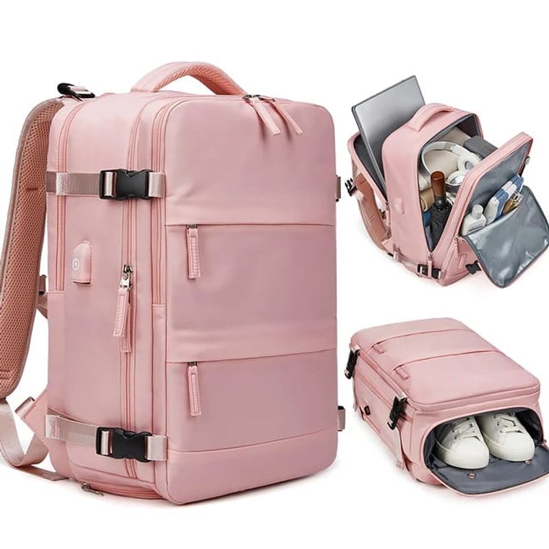 GENERICO - Mochila de Viaje Viral Avion Multifuncional 40 litros. Rosa