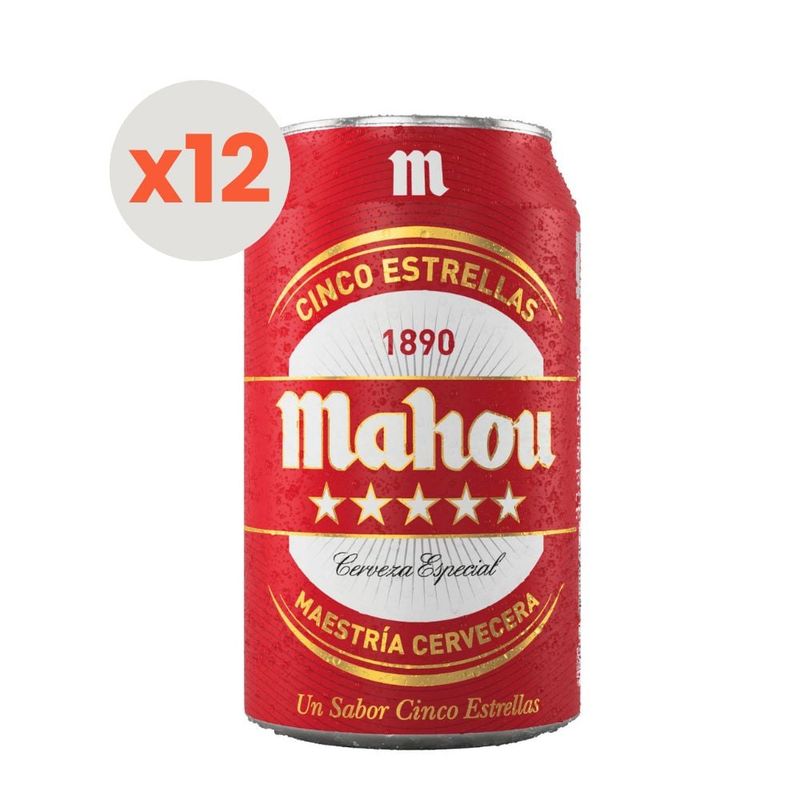 MAHOU - 12x Cerveza Mahou Cinco Estrellas Lata 5,5° 330cc