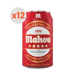 MAHOU - 12x Cerveza Cinco Estrellas Lata 5,5° 330cc