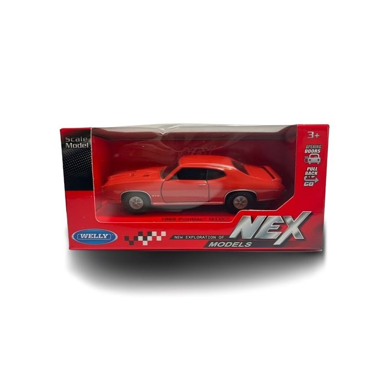 TOP10BOOKS - PONTIAC GTO. AUTO MINIATURA WELLY ESC. 1.34 - 1969 - ROJO