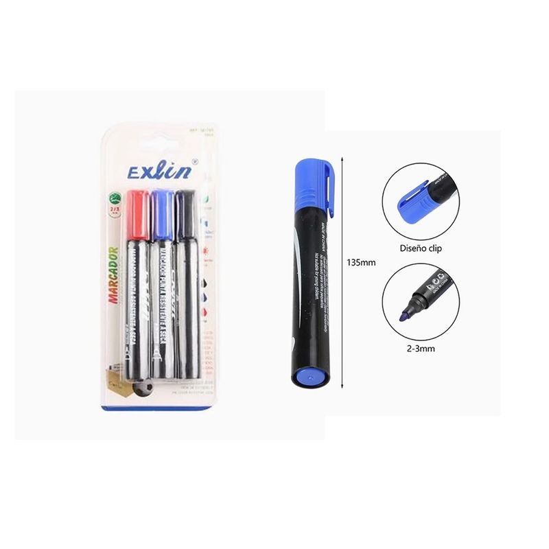 GENERICO - Set de Marcadores 3 pcs varios colores