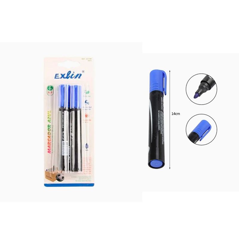 GENERICO - Marcador Azul 2pcs 14cm