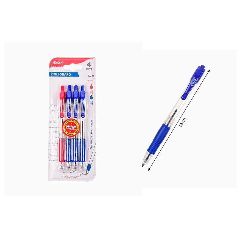 GENERICO - Bolígrafo Simples 4 pcs Azul y Rojo