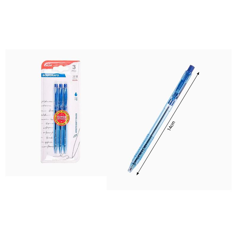 GENERICO - Bolígrafo Simple Azul 3 pcs Azul