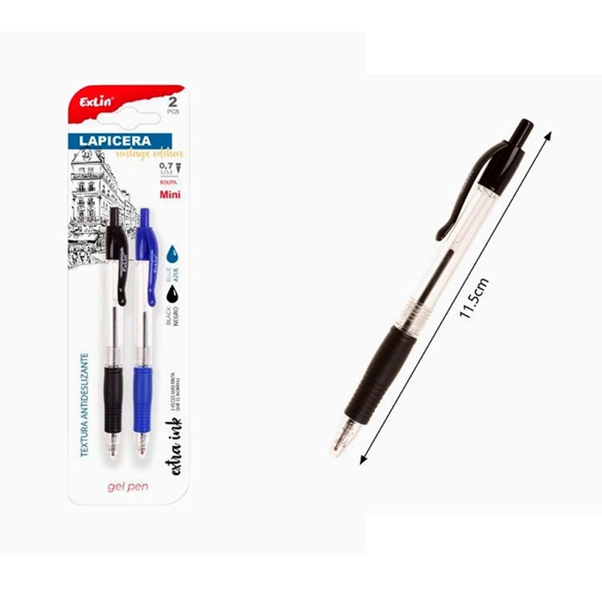 GENERICO - Bolígrafo de Gel Negro y Azul 2 pcs