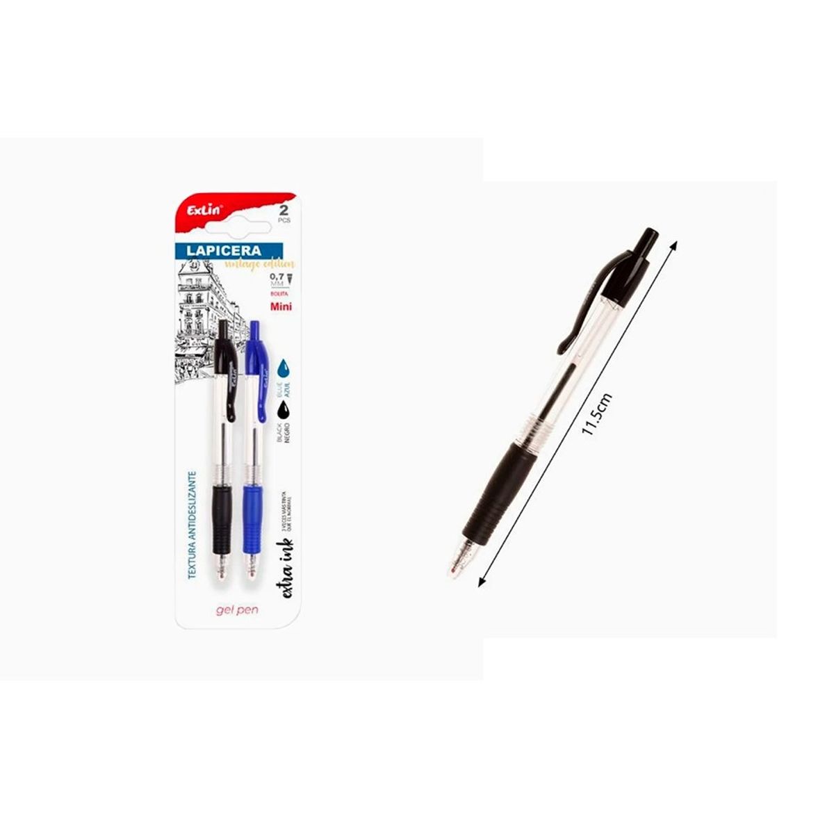 GENERICO - Bolígrafo de Gel Negro y Azul 2 pcs