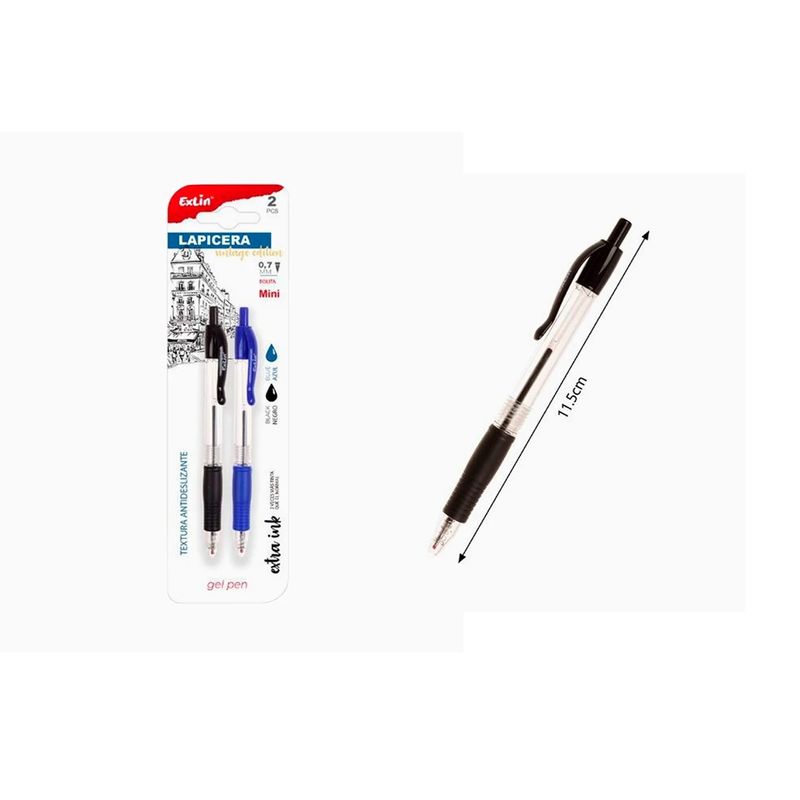 GENERICO - Bolígrafo de Gel Negro y Azul 2 pcs