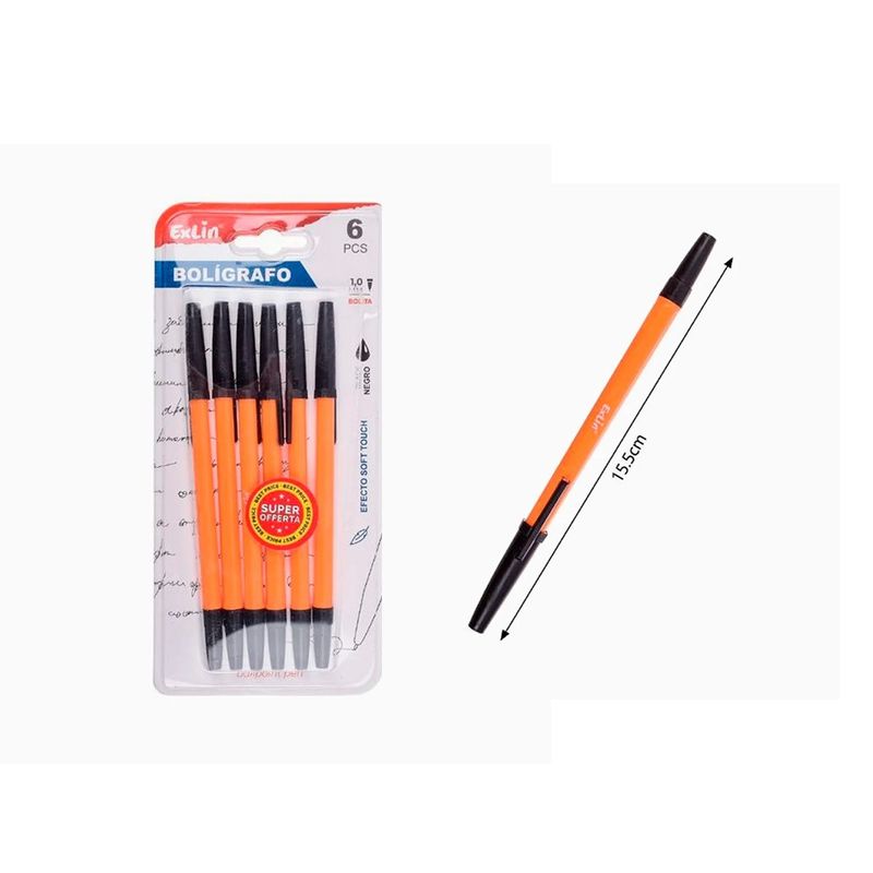 GENERICO - Set de Bolígrafos Negros 6pcs