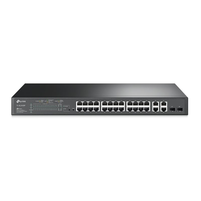 TP LINK - Switch Inteligente 24 Puertos PoE+ 4 Puertos gigabit 2 SFP TL-SL2428P