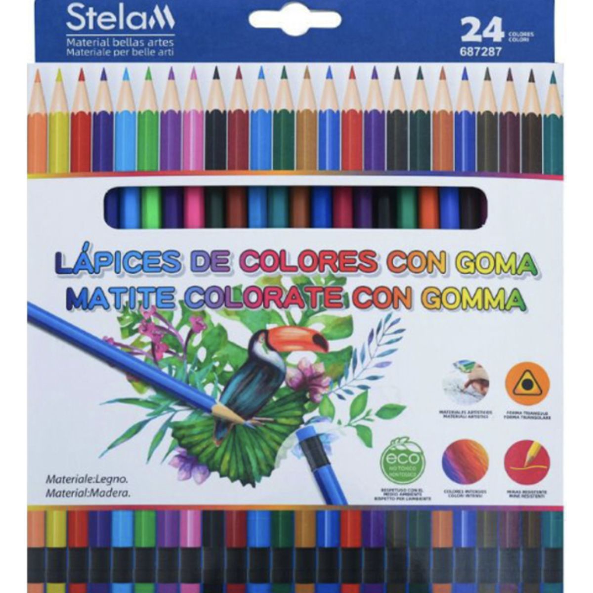 DRASANVI - Lapices De Colores Con Goma De Borrar X 24 Colores