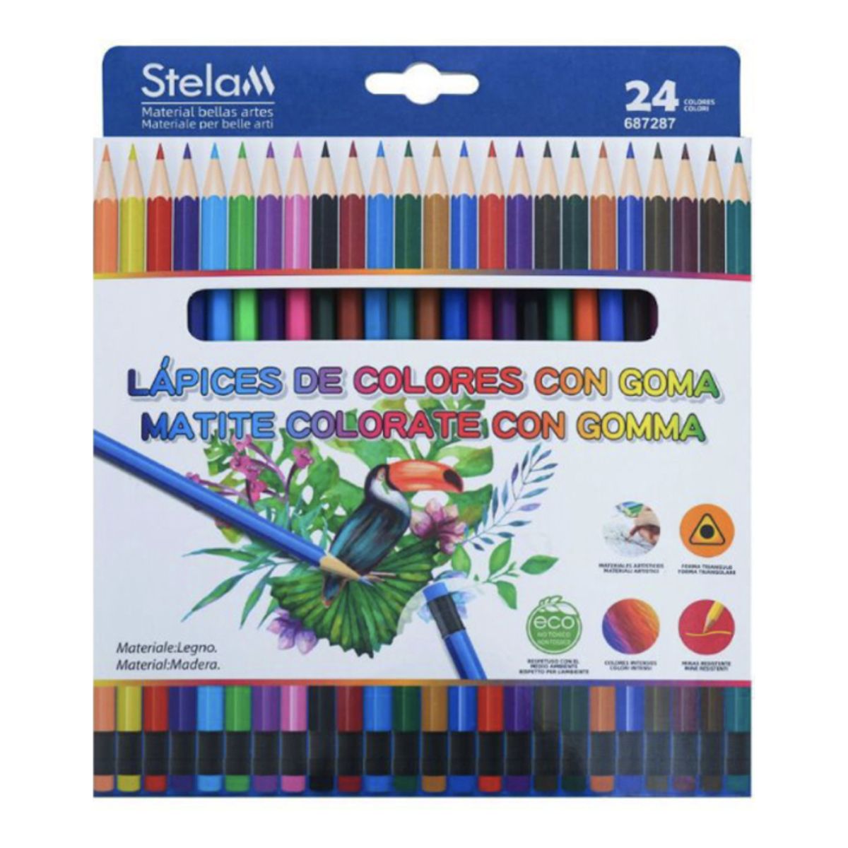 DRASANVI - Lapices De Colores Con Goma De Borrar X 24 Colores