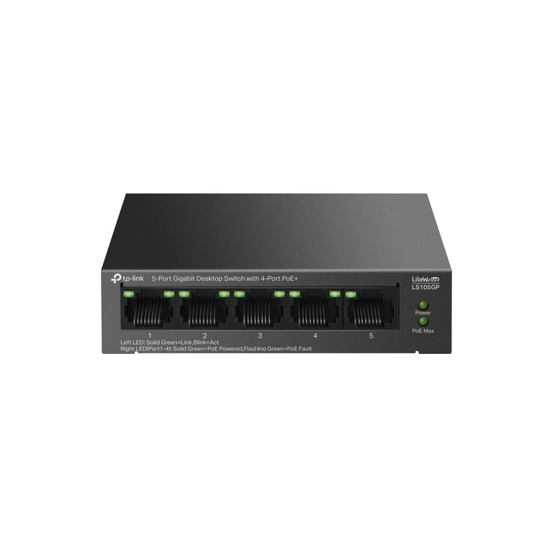 TP LINK - Switch 5 Puertos Gigabit con 4 Puertos PoE+ 65W LS105GP