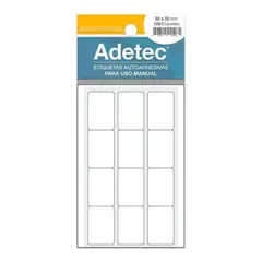 ADETEC - 120 Etiquetas Manual Rectangular Blanca 22x32 mm