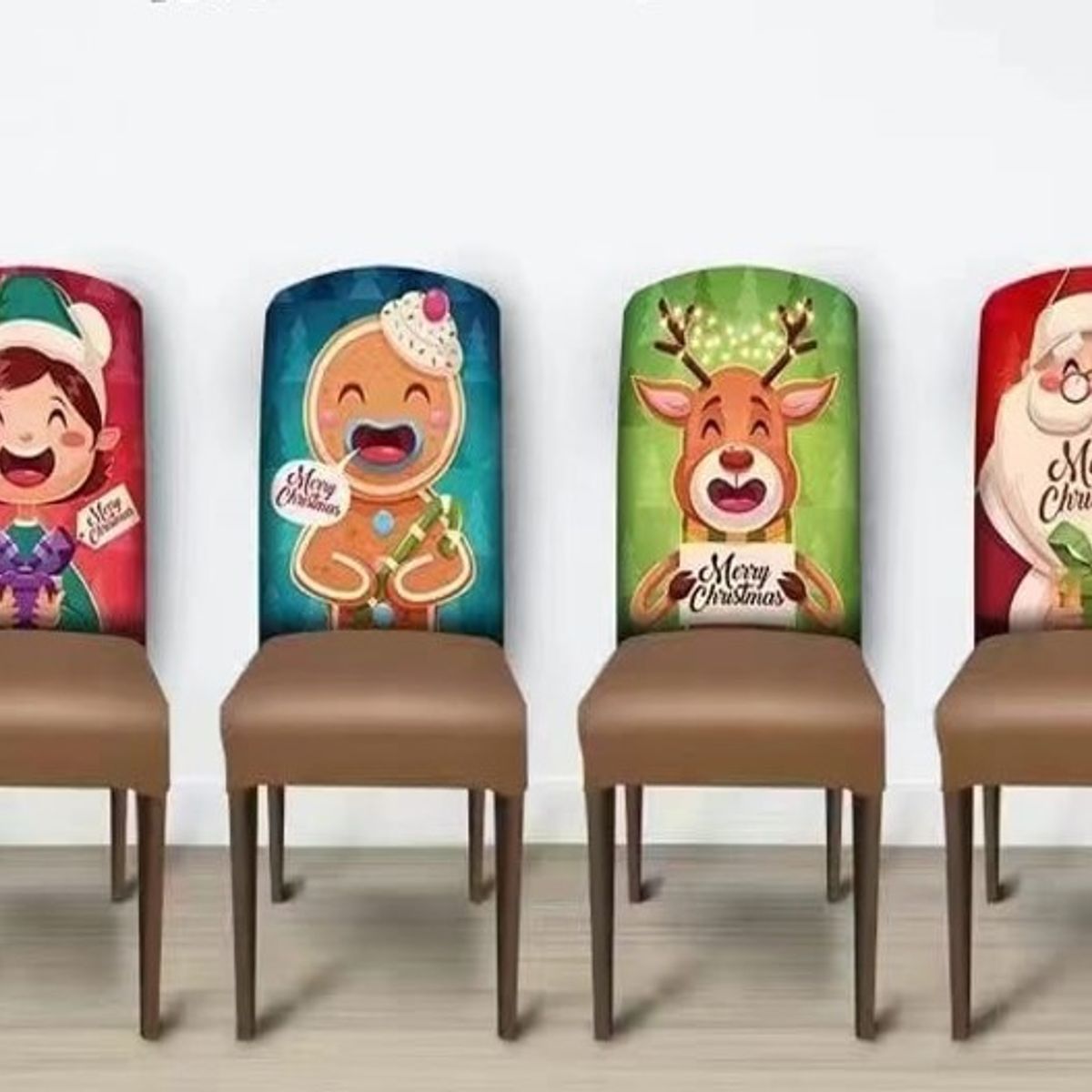 GENERICO - FUNDAS NAVIDEÑAS PARA RESPALDO DE SILLAS SET DE 4 UNIDAD 1 X DISEÑO