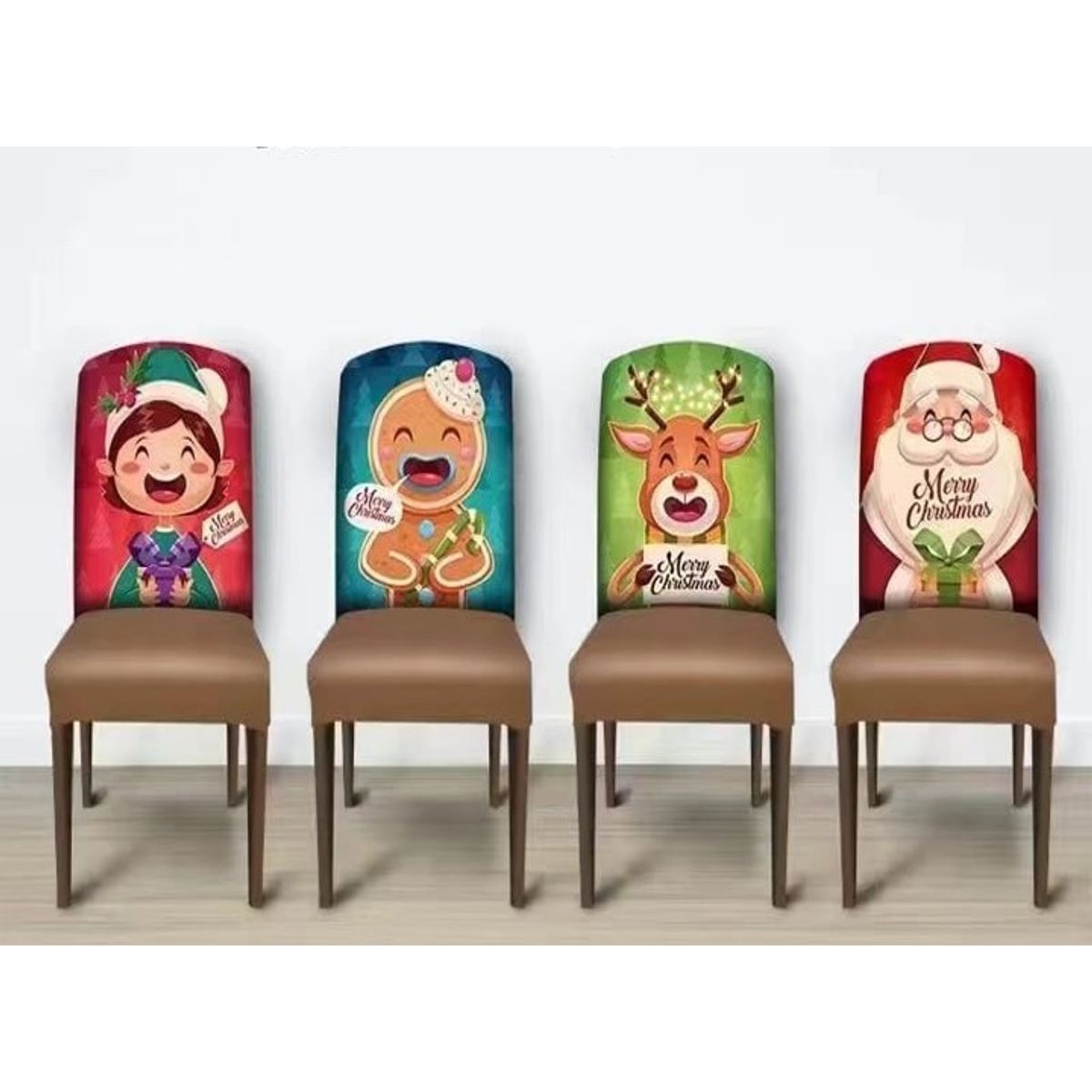 GENERICO - FUNDAS NAVIDEÑAS PARA RESPALDO DE SILLAS SET DE 4 UNIDAD 1 X DISEÑO