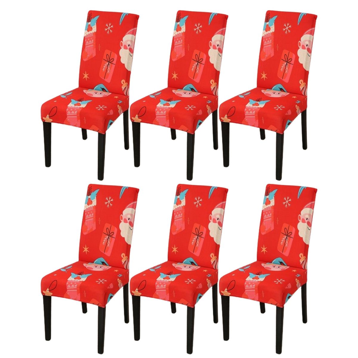GENERICO - SET DE 6 FUNDAS SILLAS NAVIDEÑAS CON DISEÑO ROJO SANTA TF